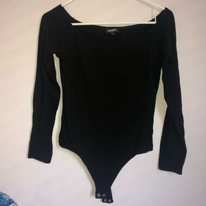 BLACK LONG SLEEVE BODYSUIT- OFF THE SHOULDER